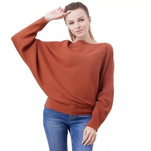 Boat Neck Batwing Sweaters Women Casual Cashmere